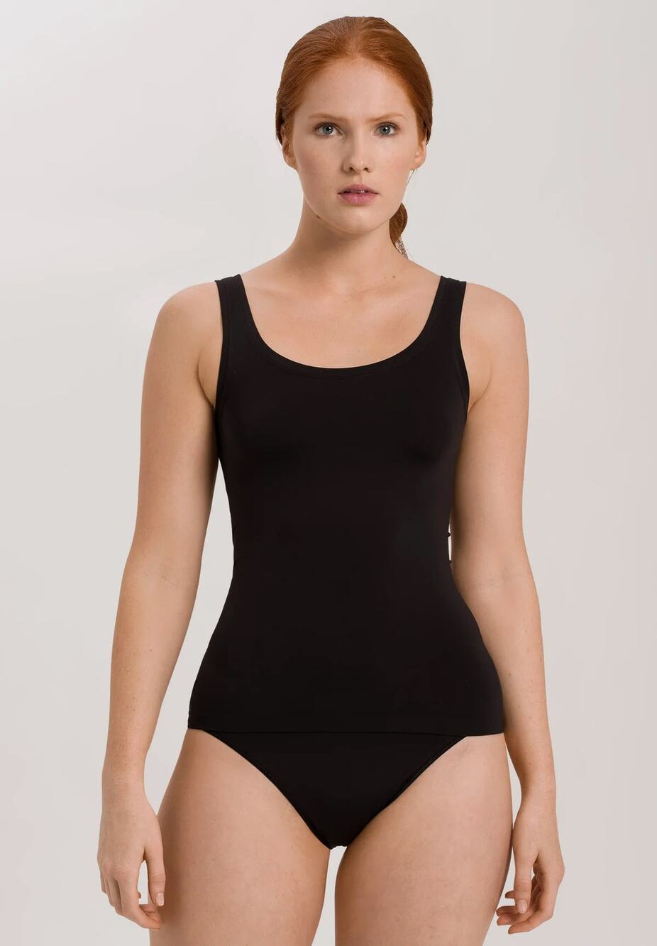 Hanro of Switzerland Touch Feeling Round Neck Seamless Tank Black Small S